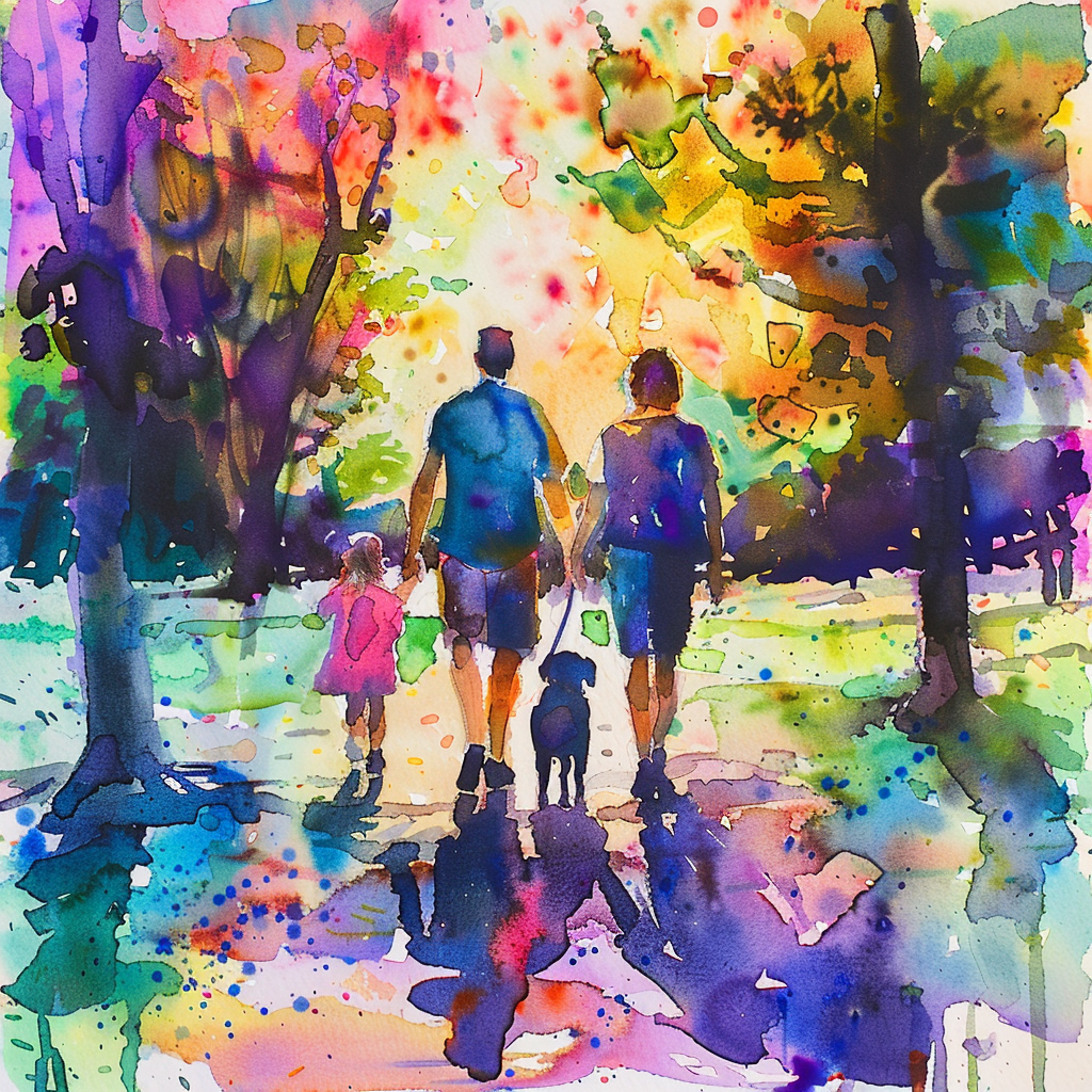 pixelmaestro_family_walking_the_park_with_dog_watercolor_4_co_85854705-9dc9-4121-9ff4-935f429b860c_3